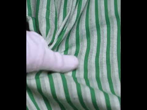 Stripe Forest Green Pure Cotton 98 GSM Handwoven Fabric — video