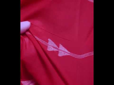 Plain Red Pure Cotton 55 GSM White Arrow Motif Jamdani Fabric — video