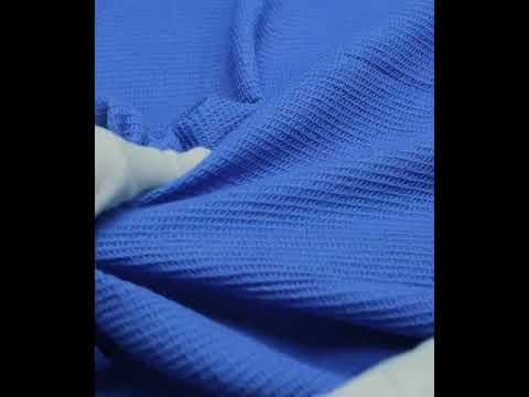 Blue Honeycomb Weave Pure Cotton 122 GSM Handwoven Fabric — video