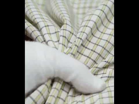 Off White Check Blue Yellow 100 GSM Pure Cotton Handwoven Fabric — video