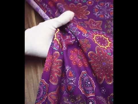 Abstract Plum Digital Printed Khadi Cotton 120 GSM Handwoven Fabric — video