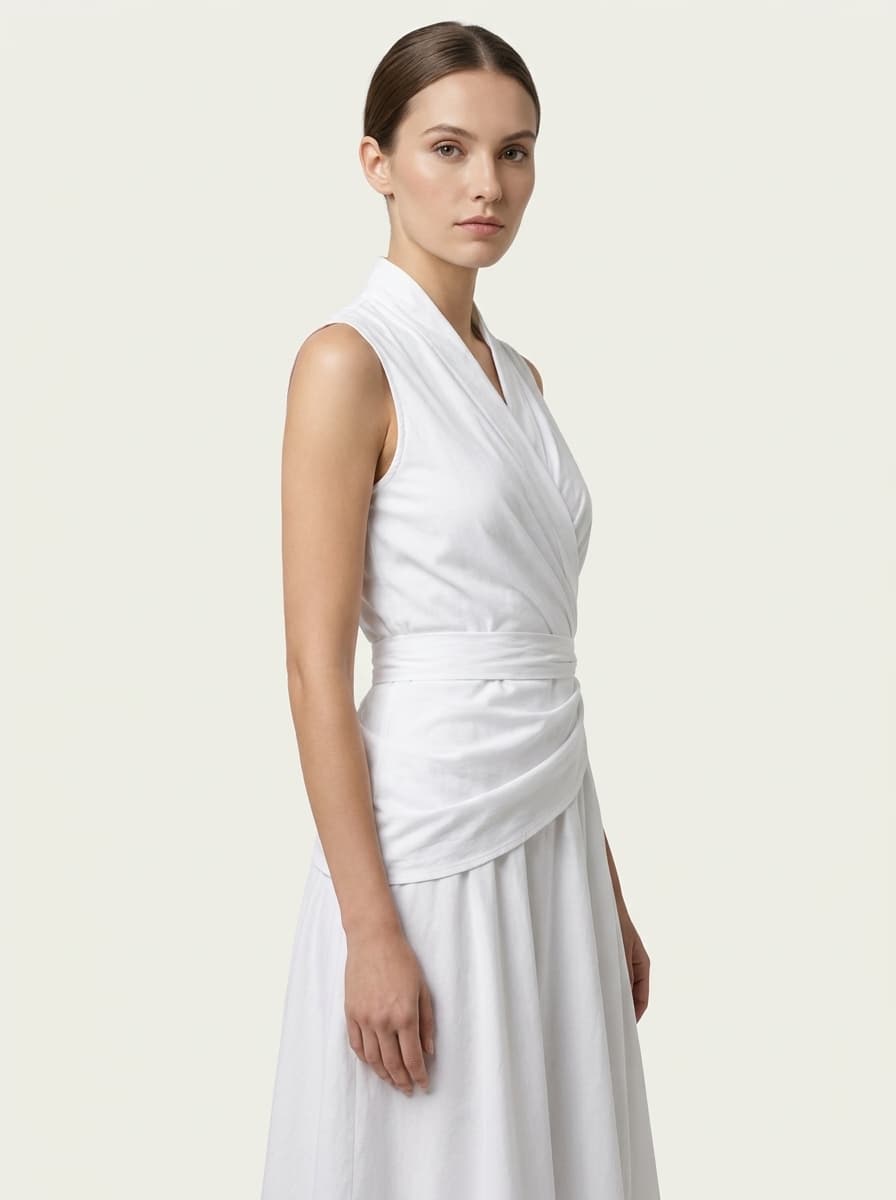 Asymmetric Wrapped Dress With Gathers
