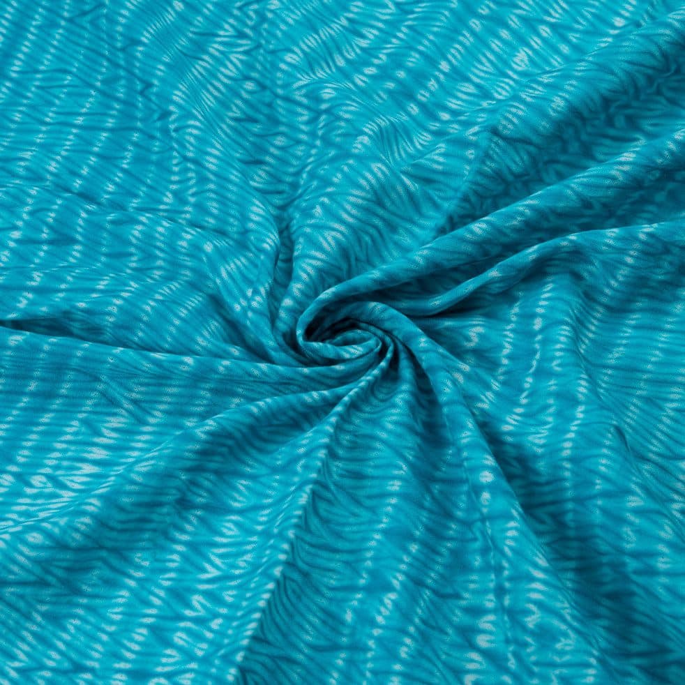 Abstract Ocean Blue Shibori 69 GSM Mercerised Cotton Fabric