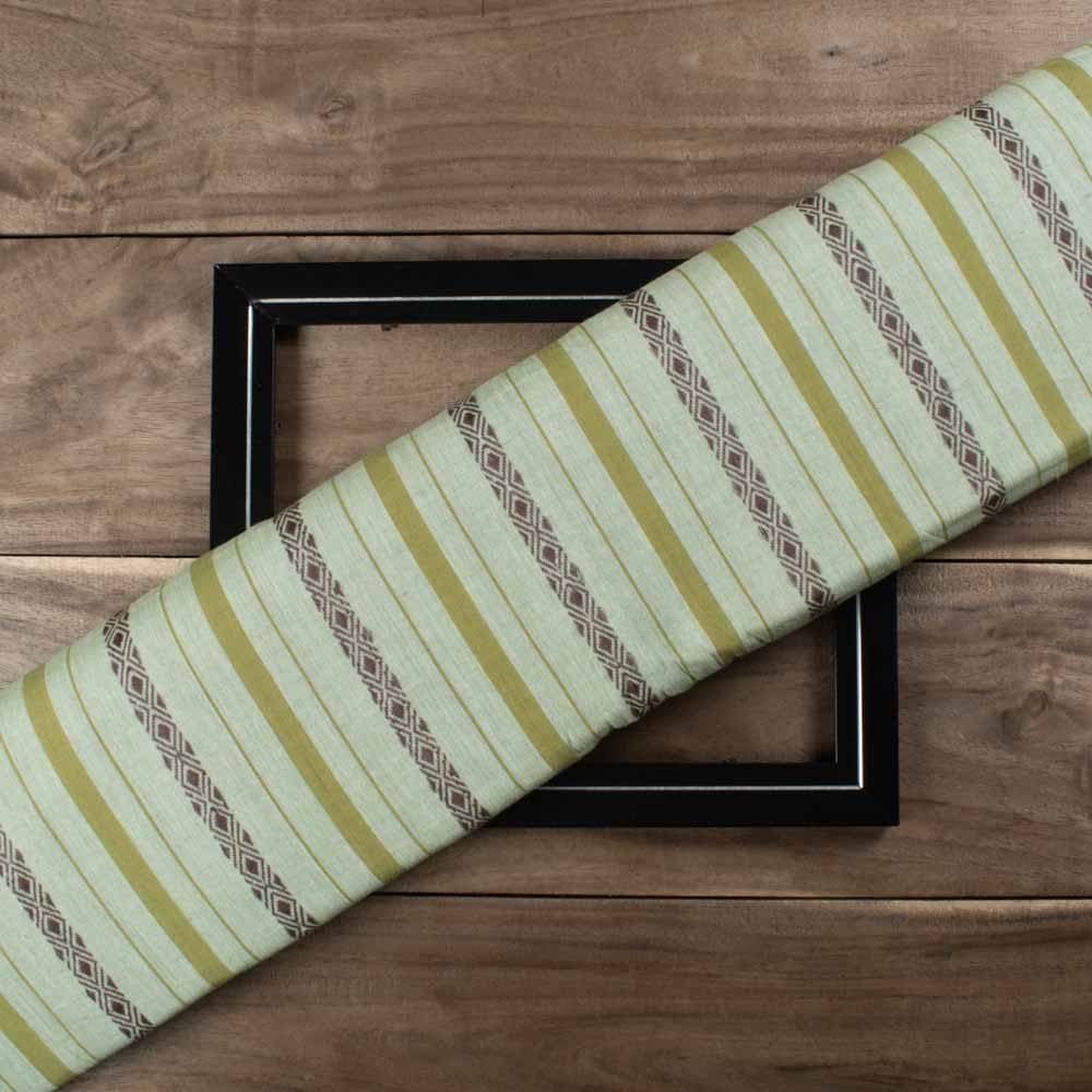 Stripe Green Diamond Lattice Extra Warp 100 GSM Pure Cotton Jacquard Fabric