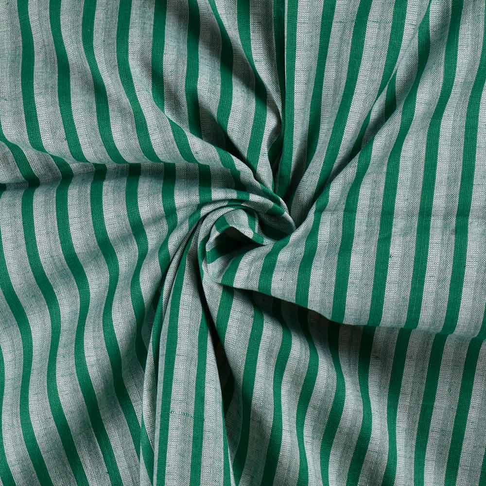 Stripe Forest Green Pure Cotton 98 GSM Handwoven Fabric