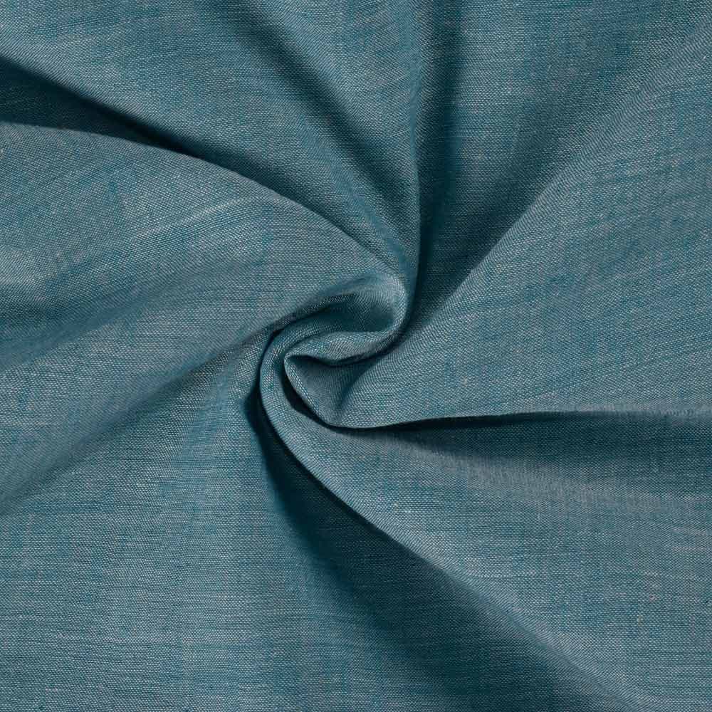 Chambray Blue Khadi Cotton 75 GSM Handwoven Fabric
