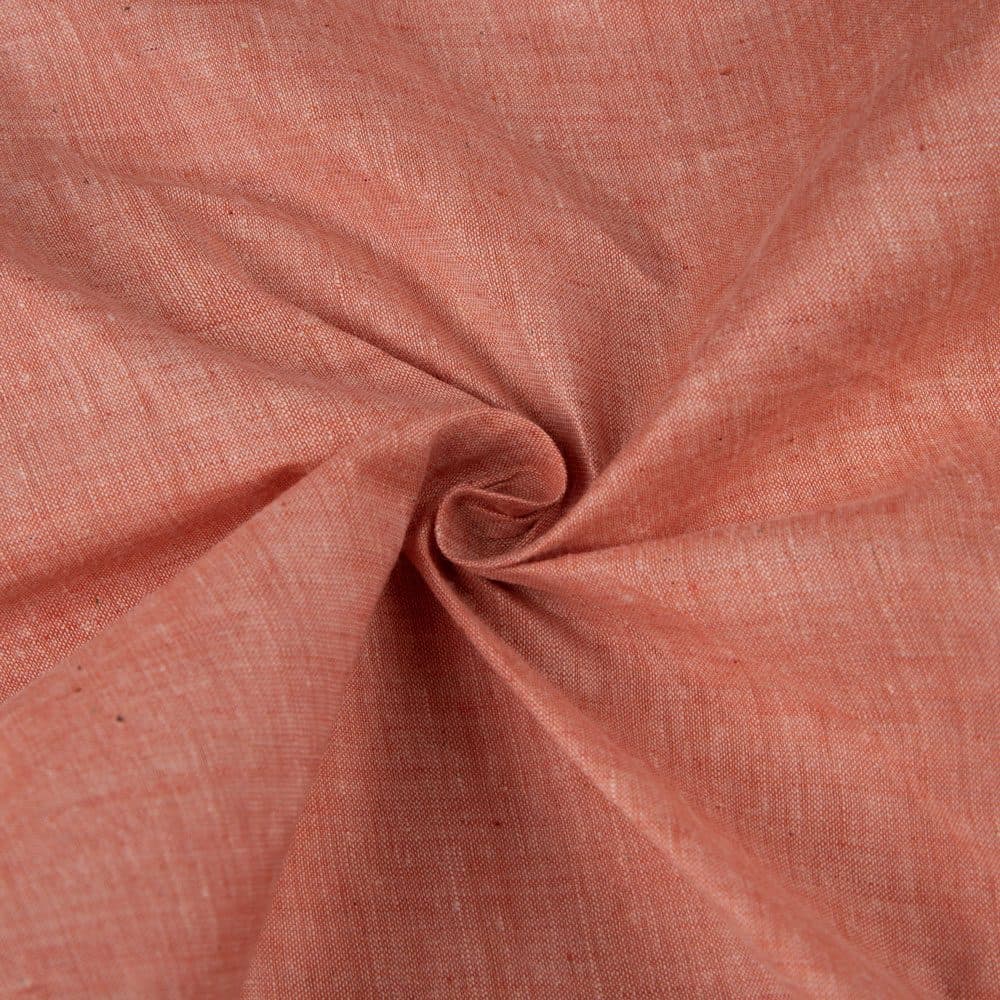 Chambray Orange Khadi Cotton 75 GSM Handwoven Fabric H51