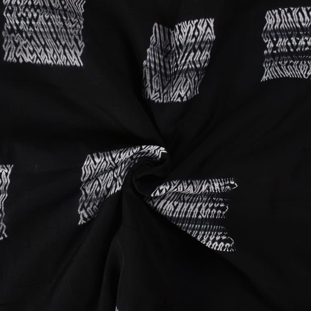 Abstract Black Shibori 90 GSM Mercerised Cotton Fabric