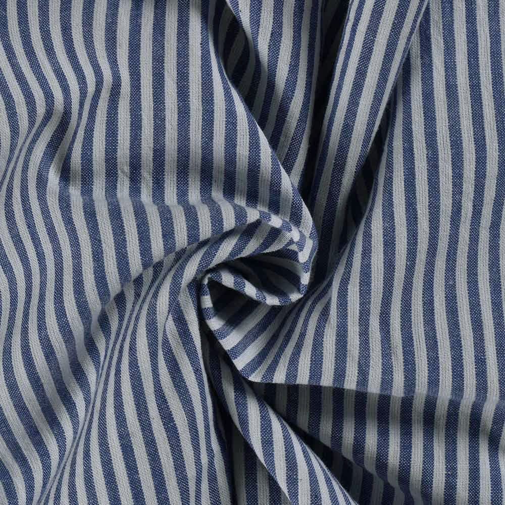 Stripe Blue & White Pure Cotton 87 GSM Handwoven Fabric