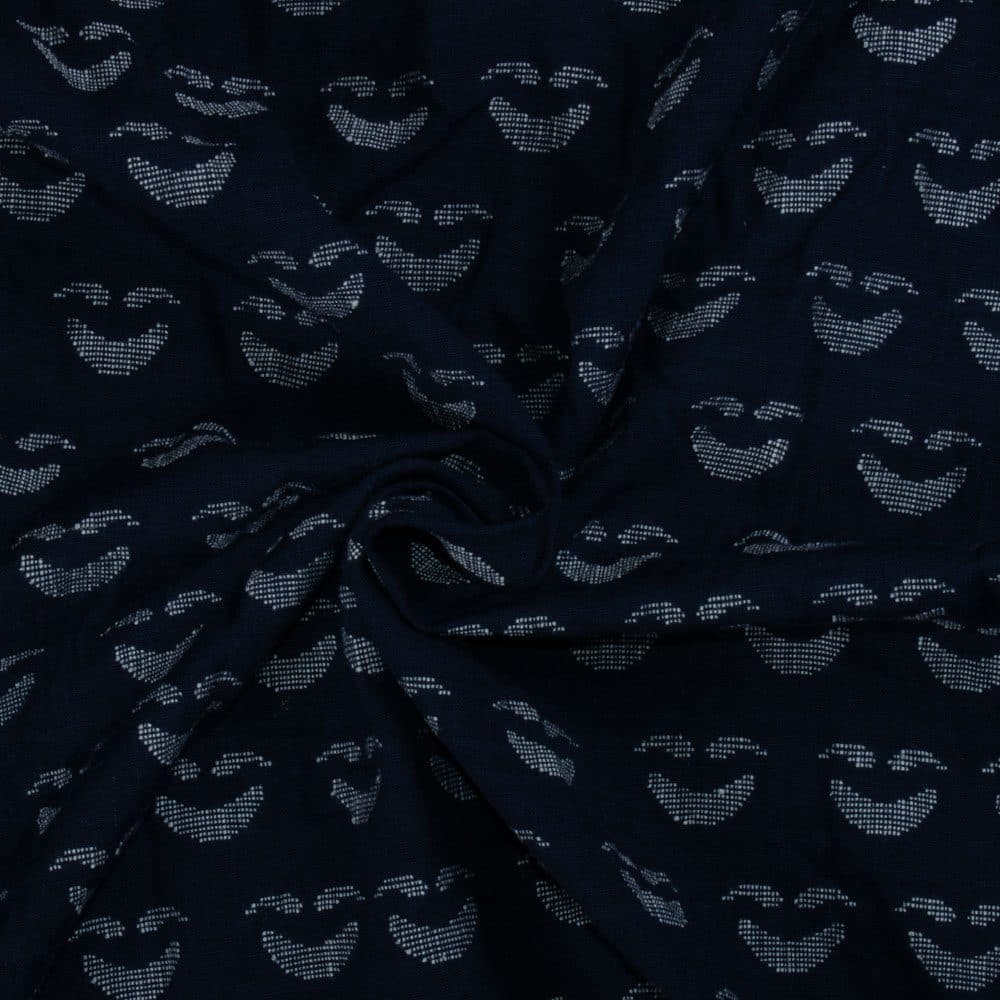 Abstract Navy Jamdani Pure Cotton 130 GSM Handwoven Fabric