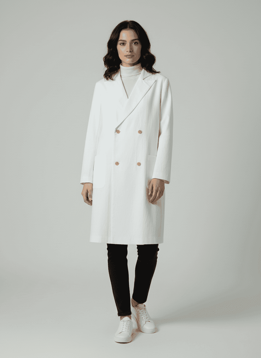 Long Tailored Trench Coat With Pockets