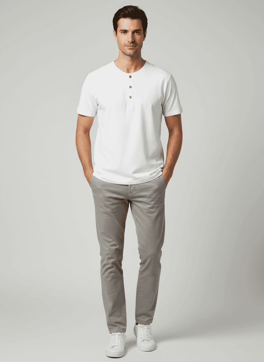 Roundneck T-Shirt - Popover Placket