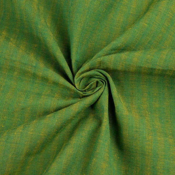 Stripe Green Pure Cotton 92 GSM Handwoven Fabric P12