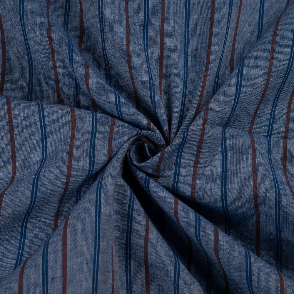 Stripe Blue Pure Cotton 65 GSM Handwoven Fabric 208