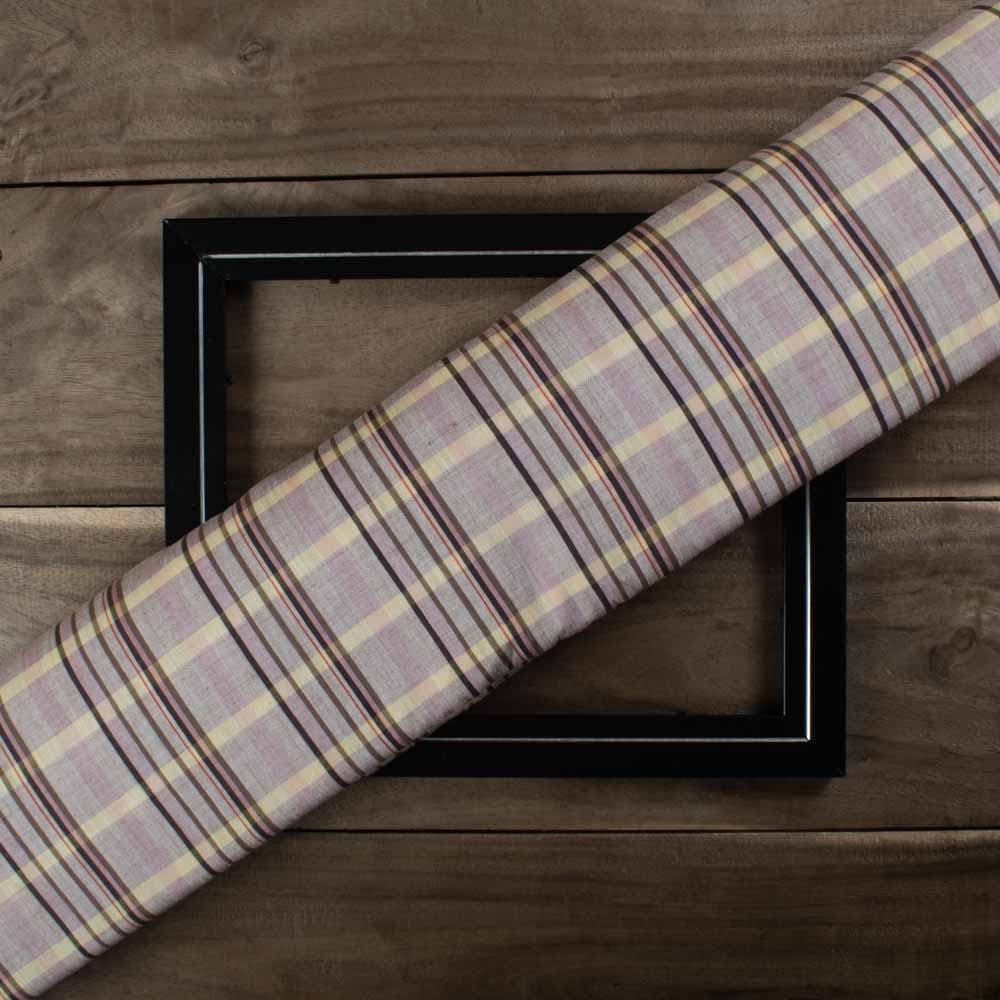 Check Multicolor 78 GSM Pure Cotton Handwoven Fabric 956