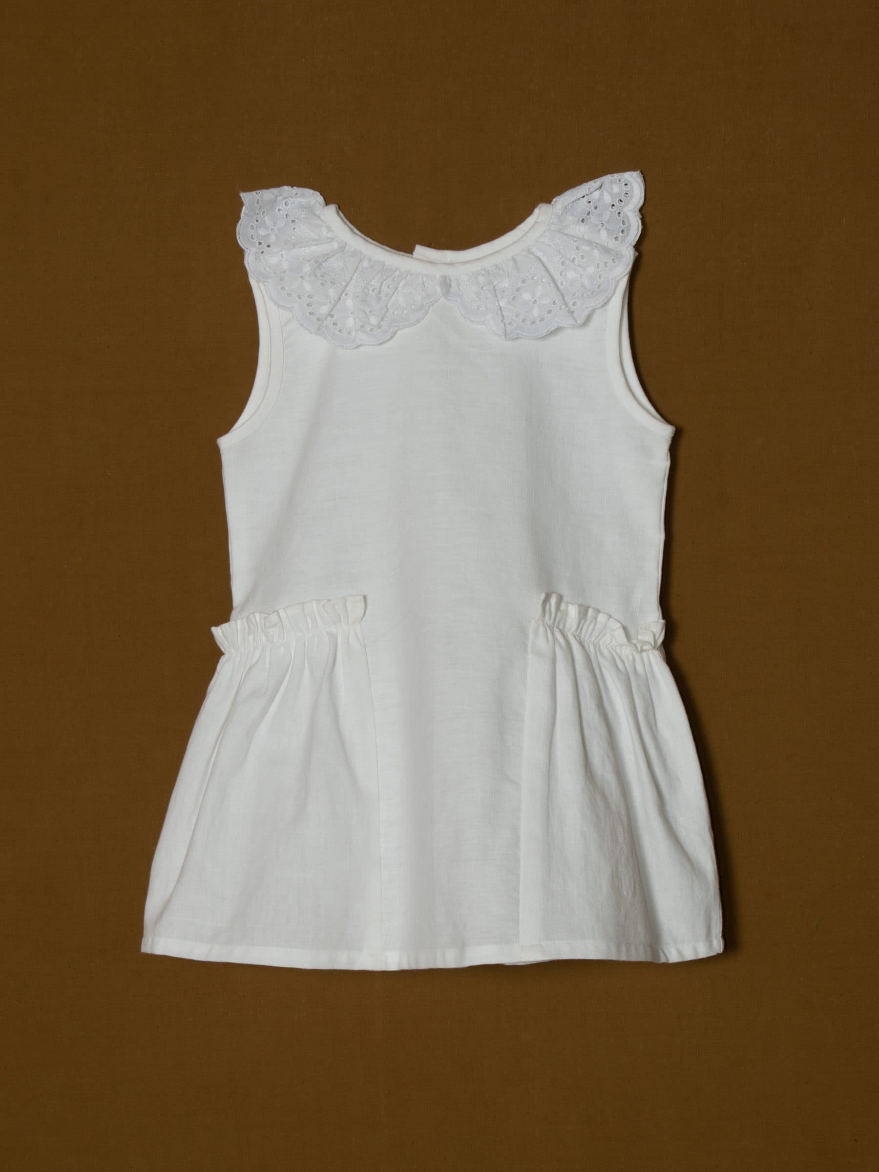 Kids Peter Pan Collar Dress with Frill Pocket