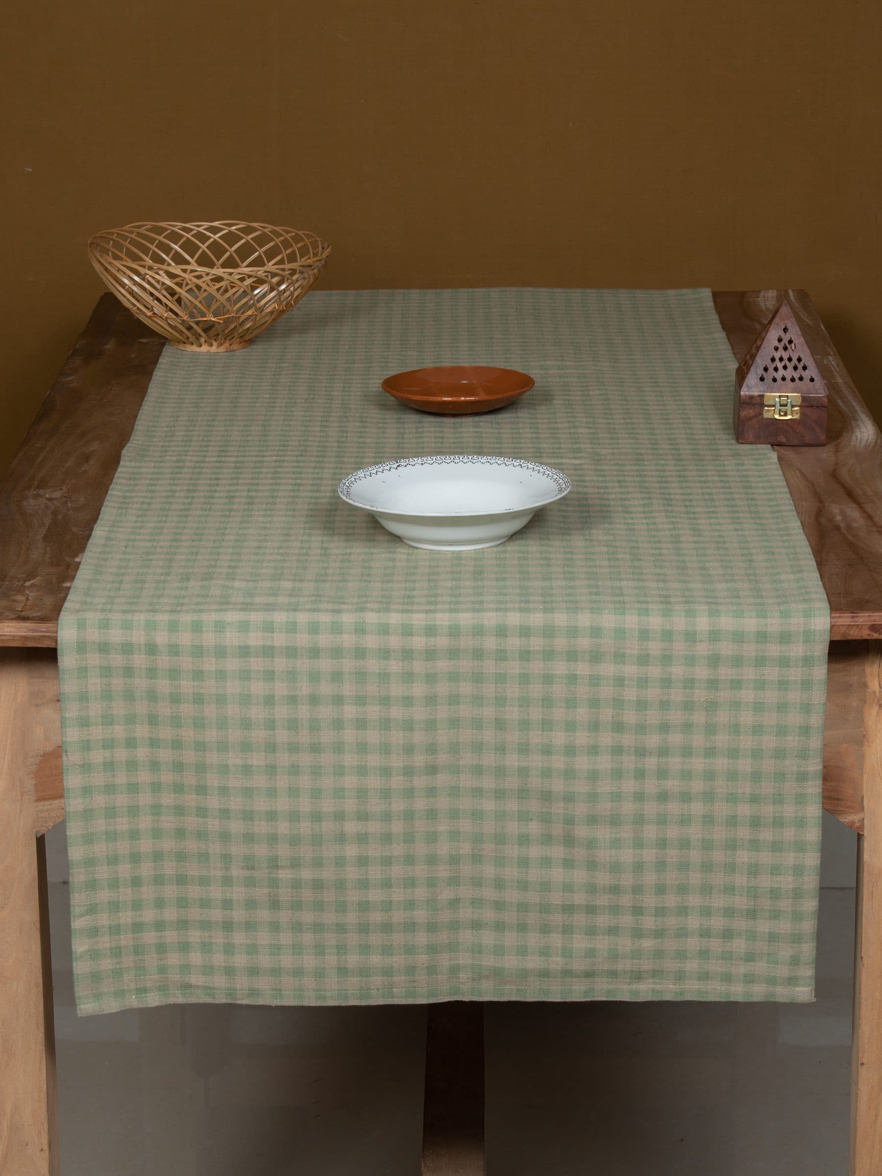 Natural dyed Handspun Khadi Table Runner