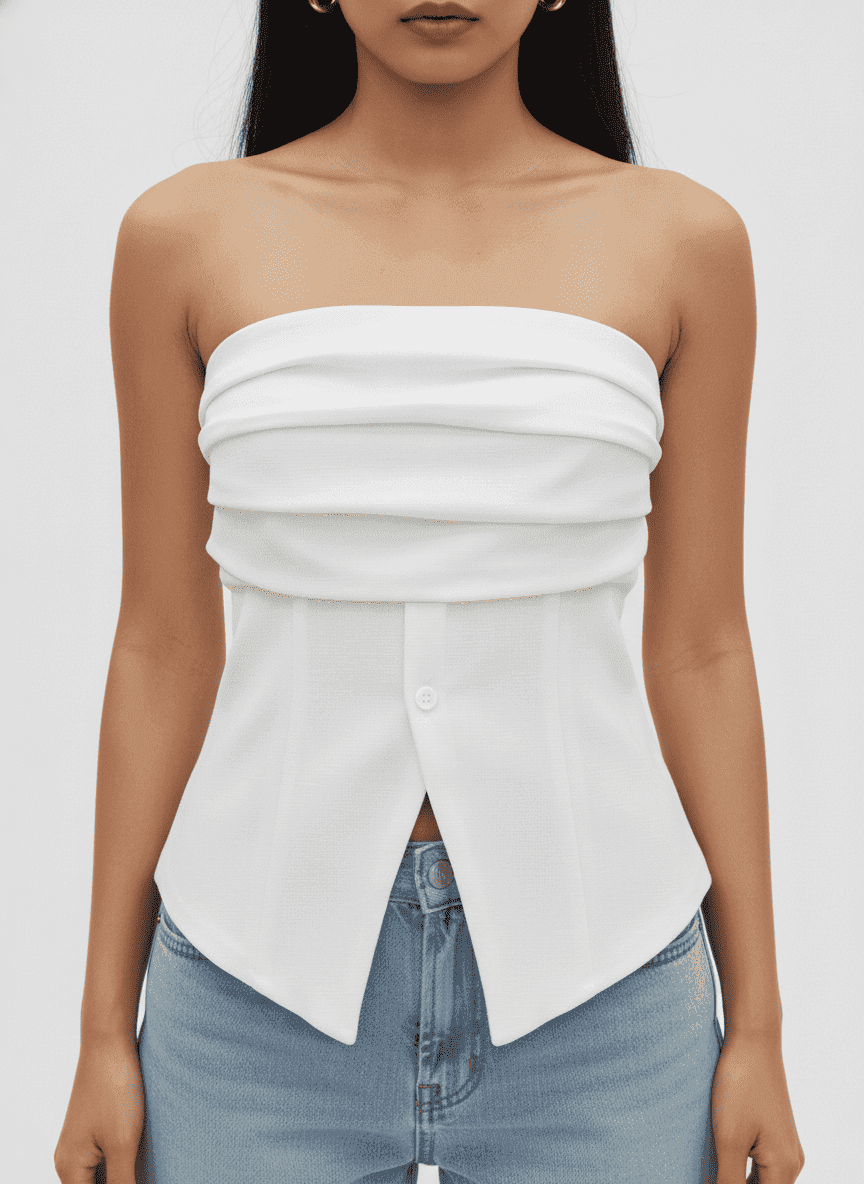 Pleated Bust Buttoned Sleeveless Top