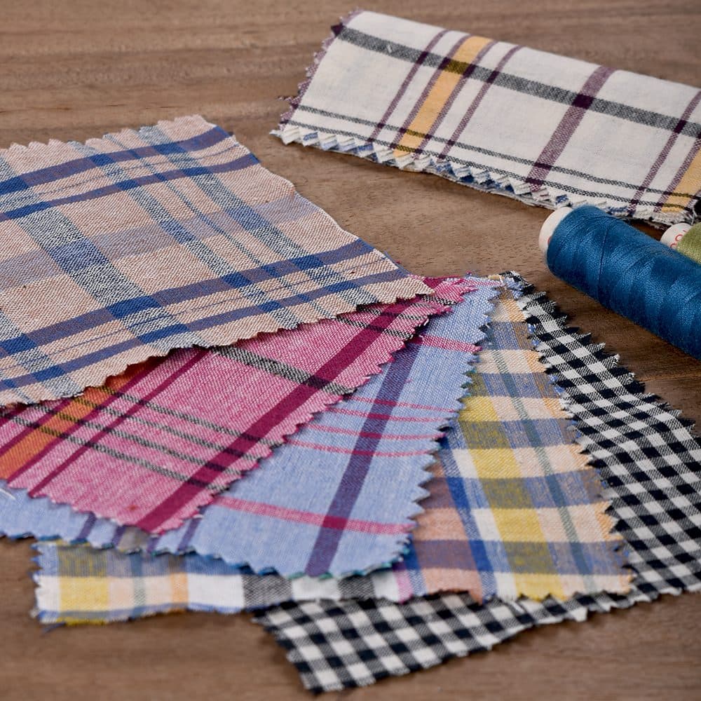 Dyed Stripes & Checks Khadi Cotton Design Swatches (4 *4 Inch, 60 GSM - 300 GSM, Up to 100 Swatches)