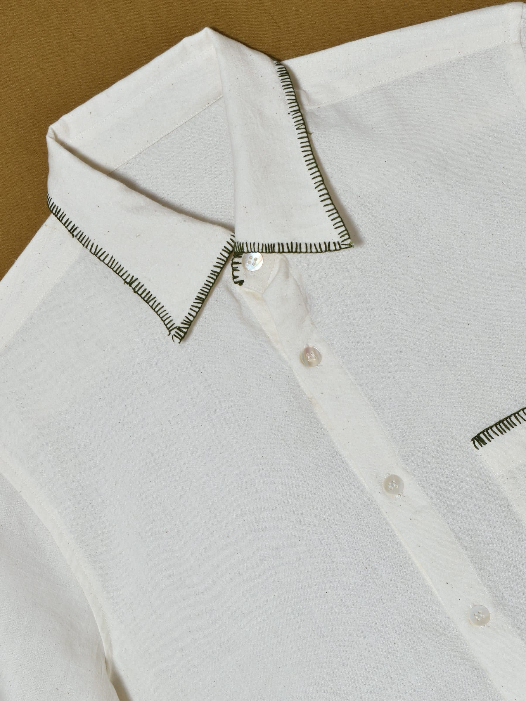 Buttonhole Stitched Embroidered Shirt