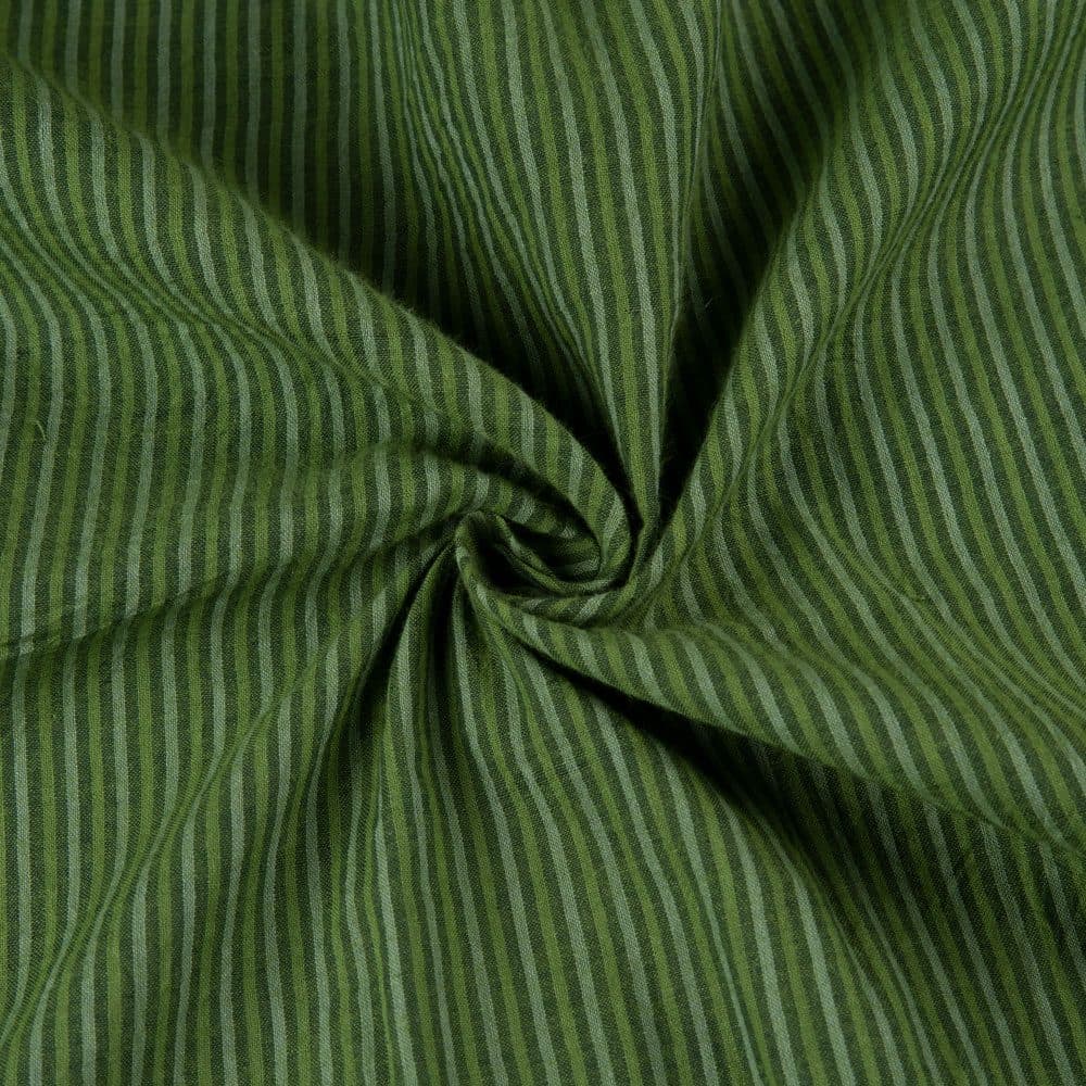 Stripe Green Pure Cotton 57 GSM Handwoven Fabric