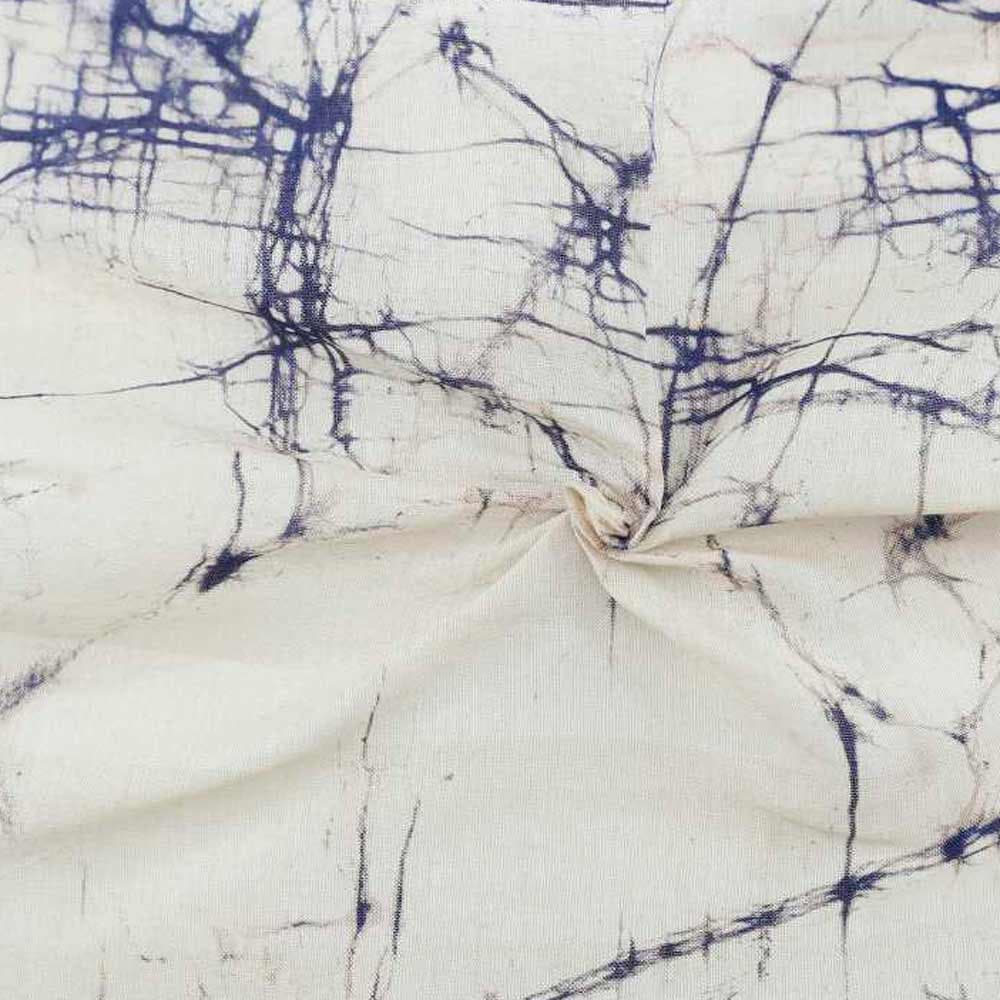 Abstract White Batik Cotton Mulberry Silk Blend 40 GSM Fabric