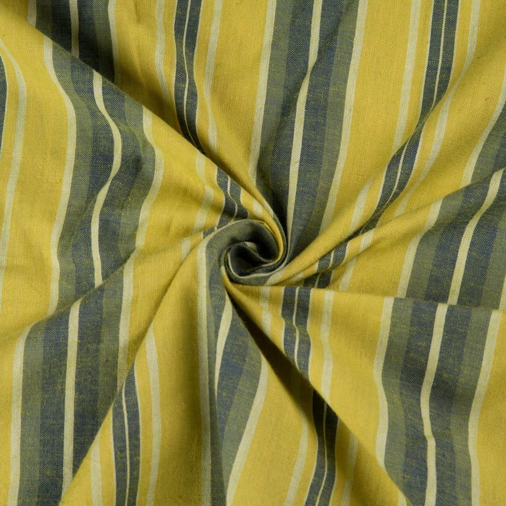 Stripe Yellow & Green Pure Cotton 92 GSM Handwoven Fabric