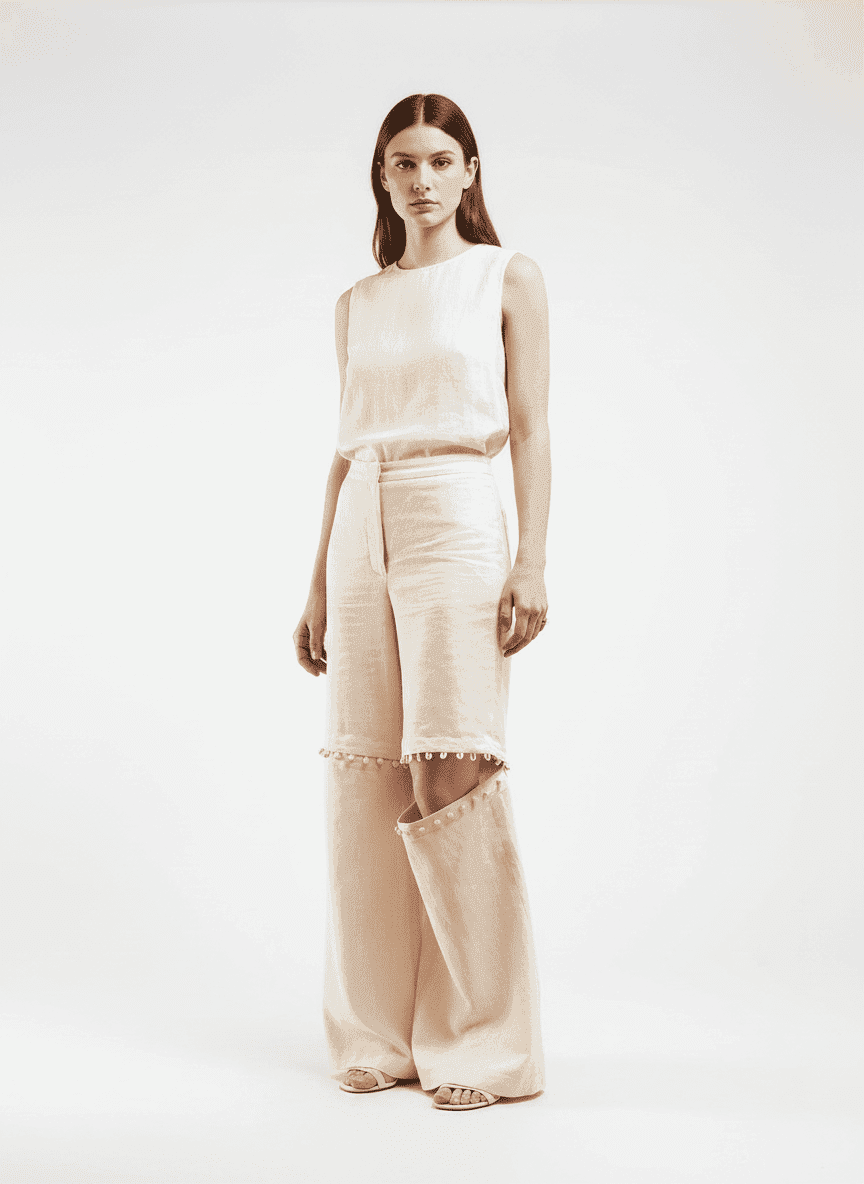 Loop Buttoned Knees Pants