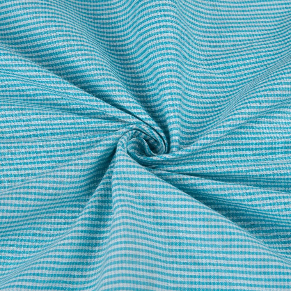 Stripe Blue Pure Cotton 98 GSM Handwoven Fabric