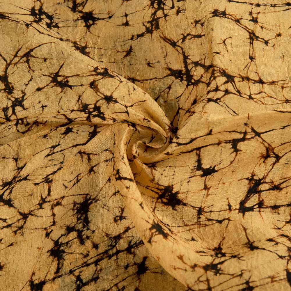 Abstract Brown Yellow Batik Mulberry Silk 40 GSM 09 Fabric