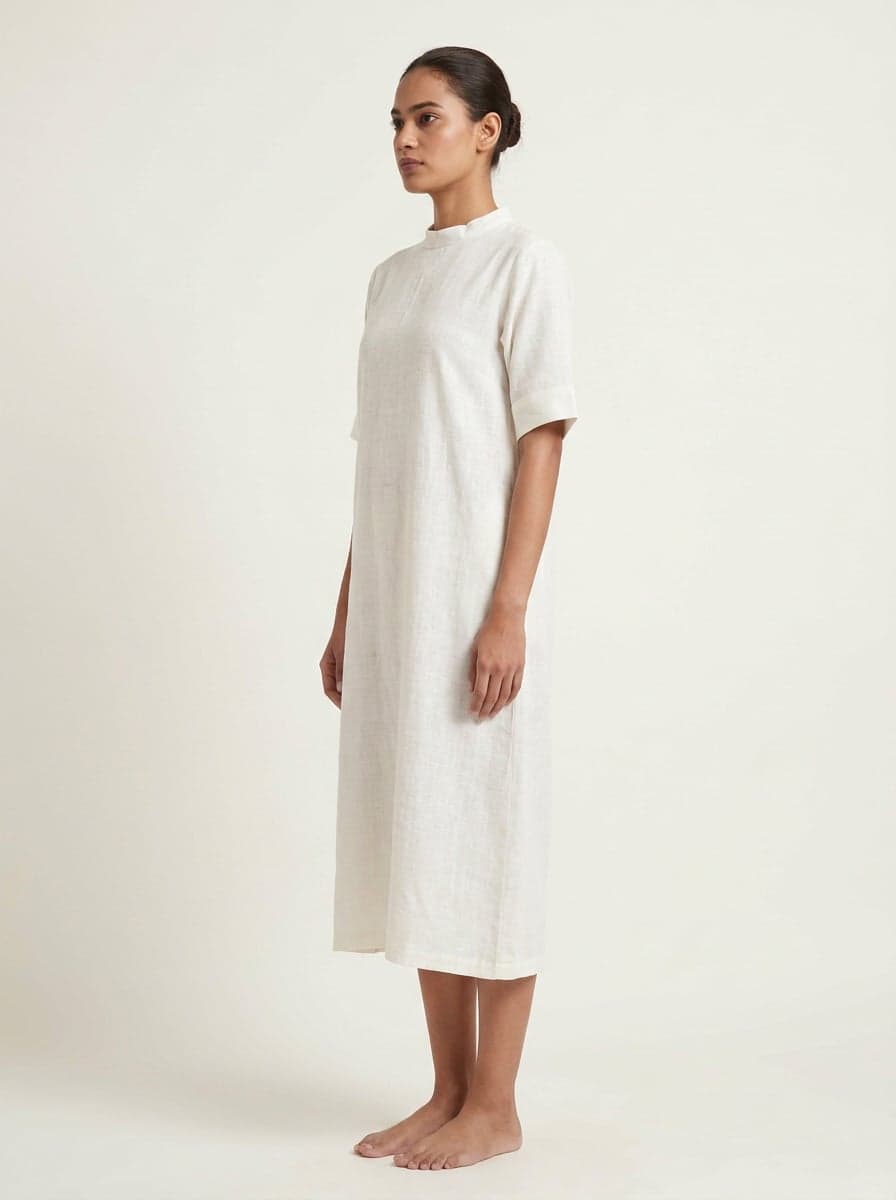 High Neck Relaxed Fit Midi Dress