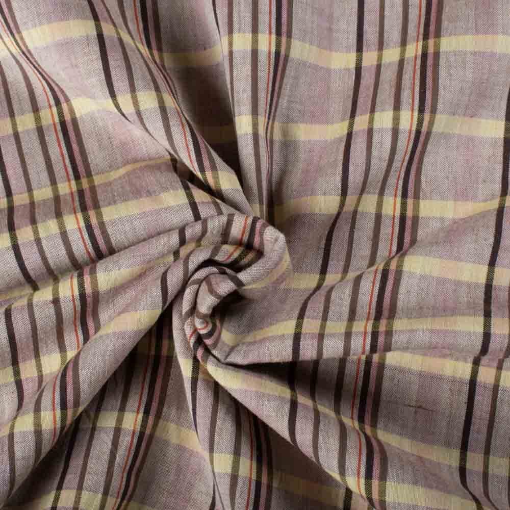 Check Multicolor 78 GSM Pure Cotton Handwoven Fabric 956