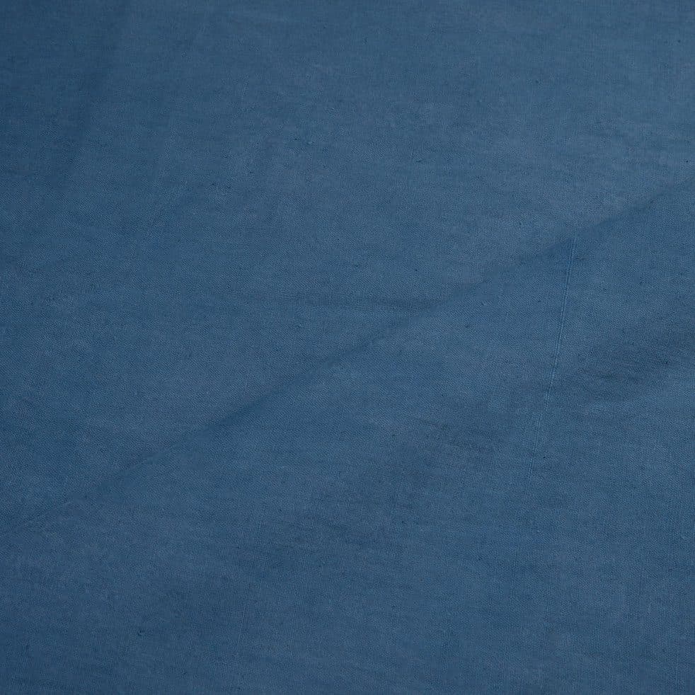 Plain Dark Blue Natural Indigo Dyed 115 GSM Handwoven Cotton Kora Fabric