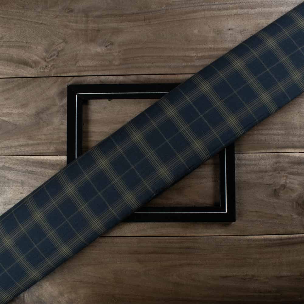 Check Black & Dark Yellow 55 GSM Pure Cotton Handwoven Fabric