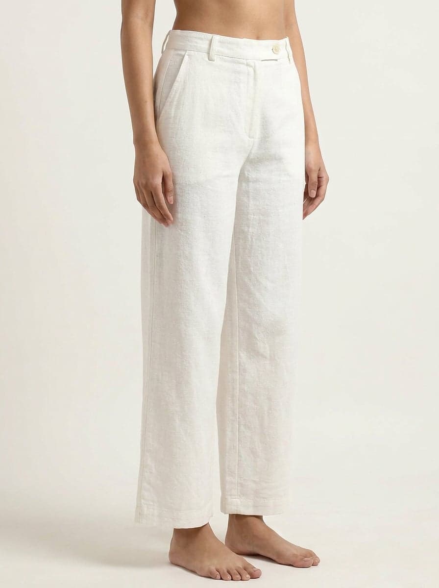 Asymmetrical Waistband A-Line Ankle Pants