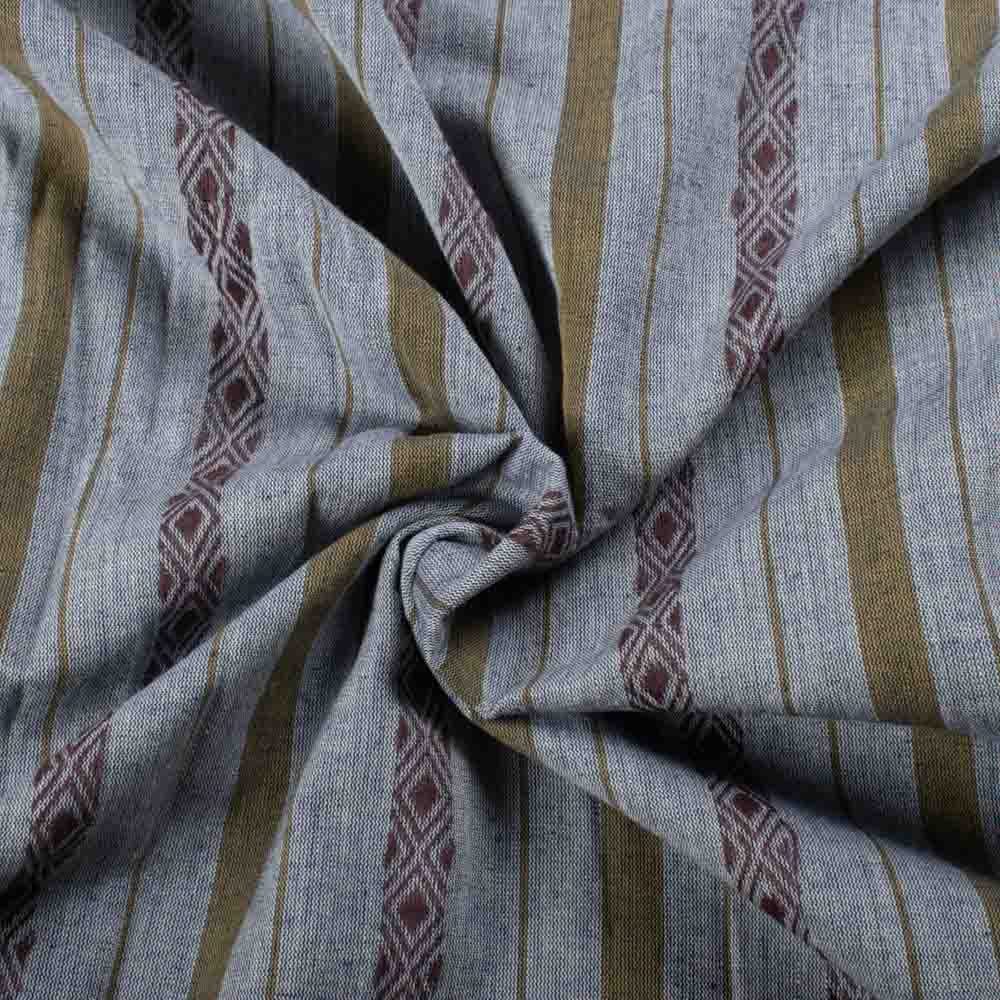 Stripe Blue Diamond Lattice Extra Warp 100 GSM Pure Cotton Jacquard Fabric