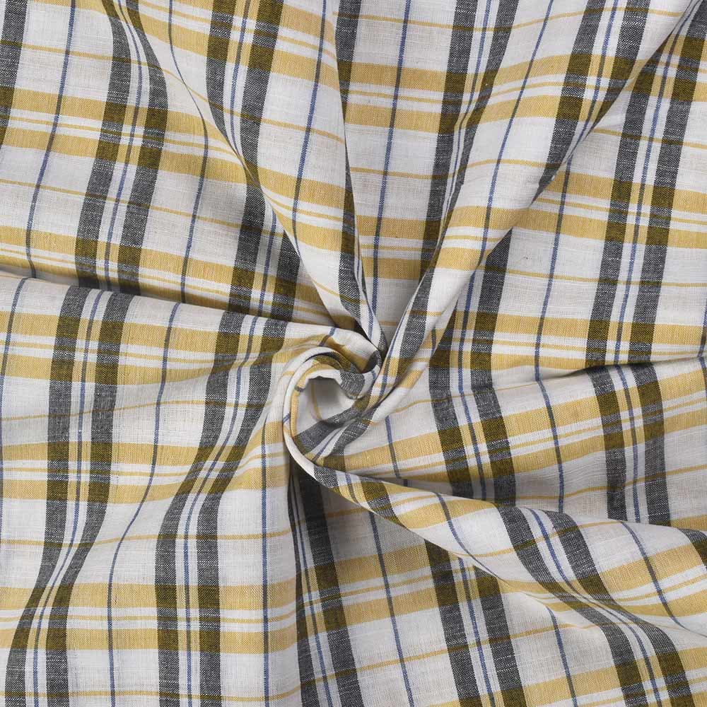 Check Multicolor Pure Cotton 98 GSM Handwoven Fabric 416