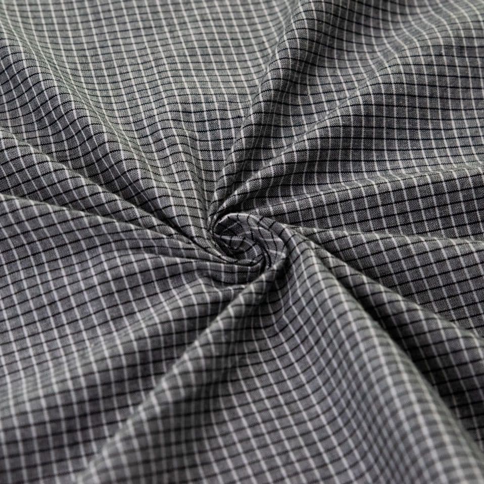 Check Dark Grey Pure Cotton 80 GSM Handwoven Fabric