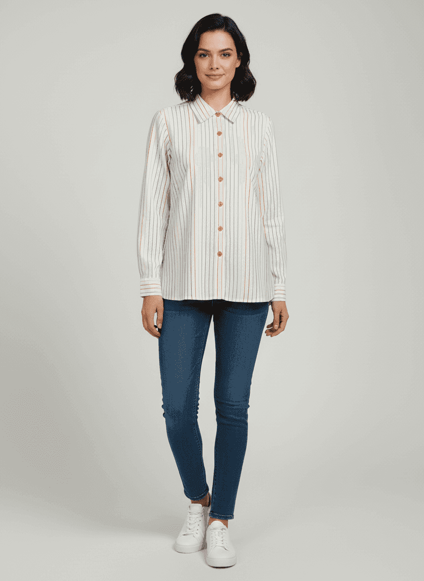 Spread Collared Shirt-Center Placket Button-Long One Button Cuff