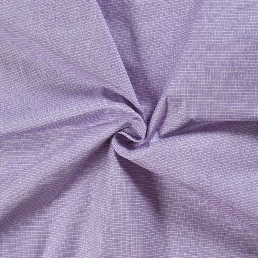 Check Purple Pure Cotton 93 GSM Handwoven Fabric D11