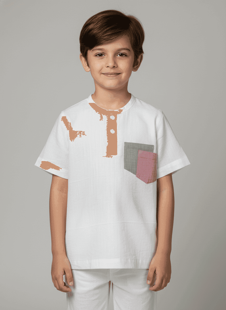 Boys T-Shirt With Multicolored Patch Pocket