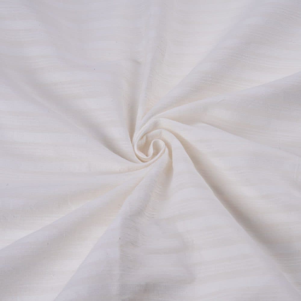 White Stripe Cotton 84 GSM Fabric - Bleached White & Dyeable C