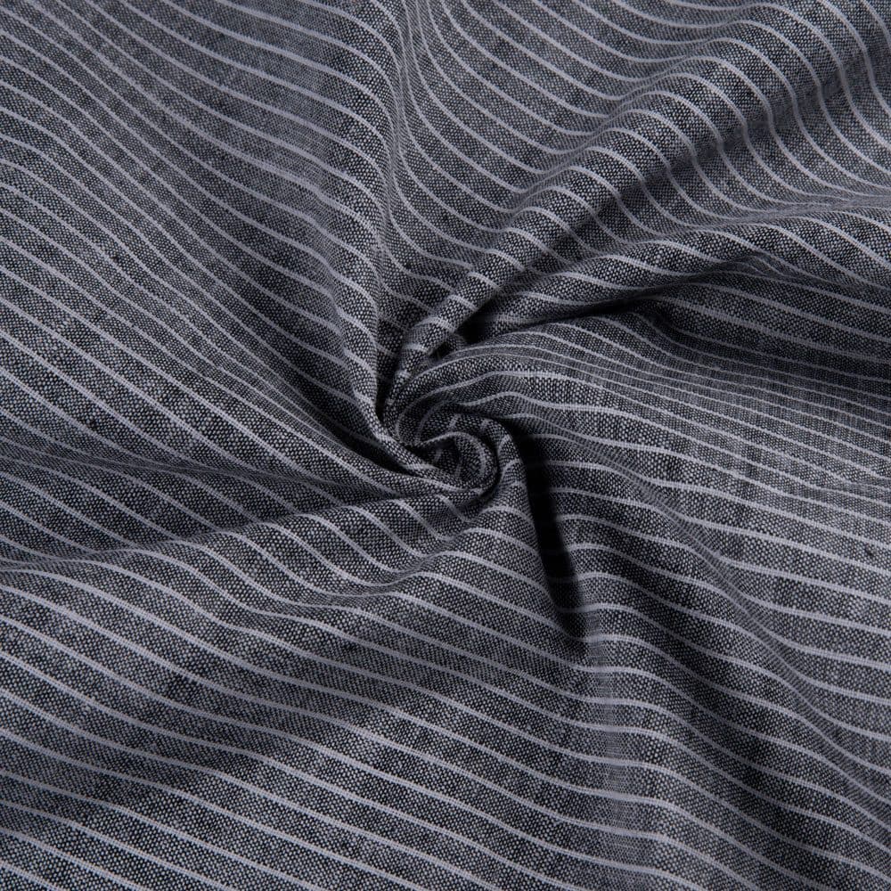 Pinstripe Black & White Pure Cotton 110 GSM Handwoven Fabric