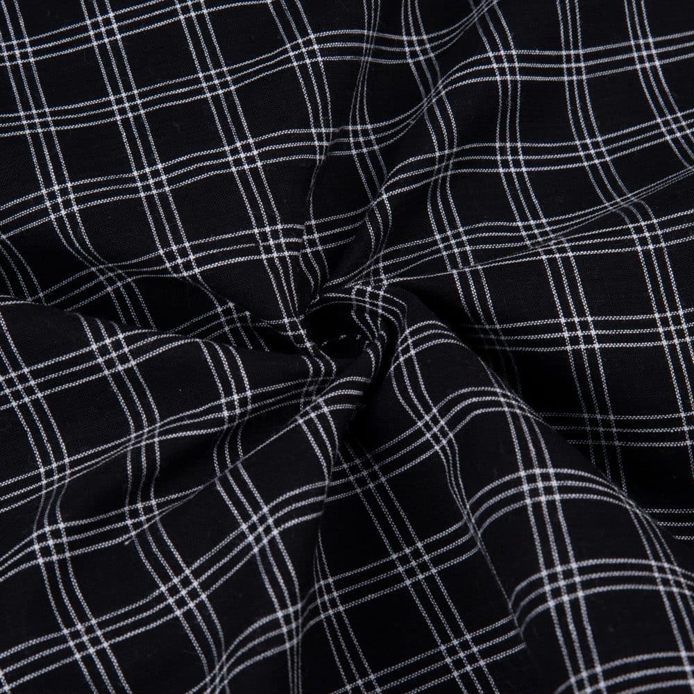 Check Black Pure Cotton 90 GSM Handwoven Fabric