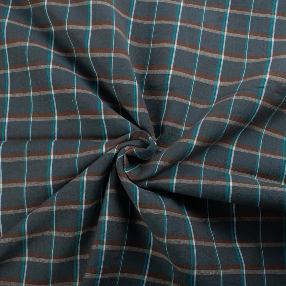 Check Multicolor Pure Cotton 100 GSM Handwoven Fabric 639