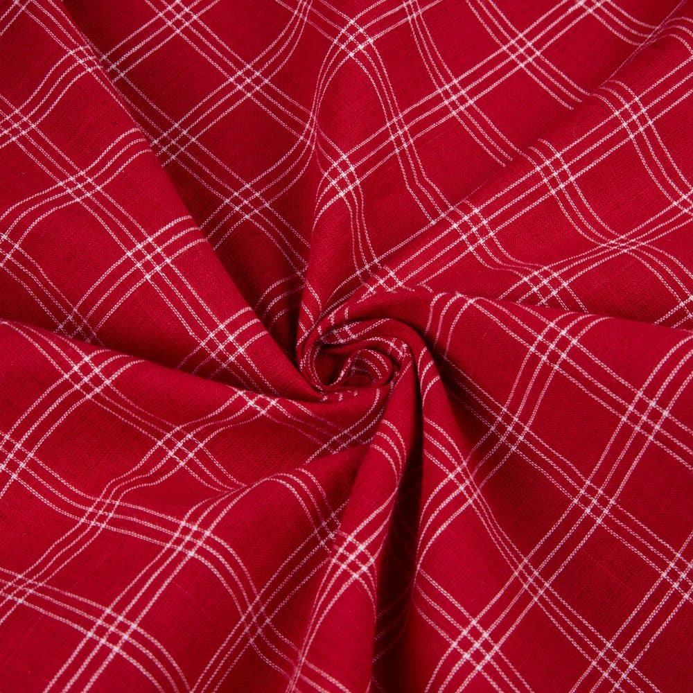 Check Red Pure Cotton 95 GSM Handwoven Fabric
