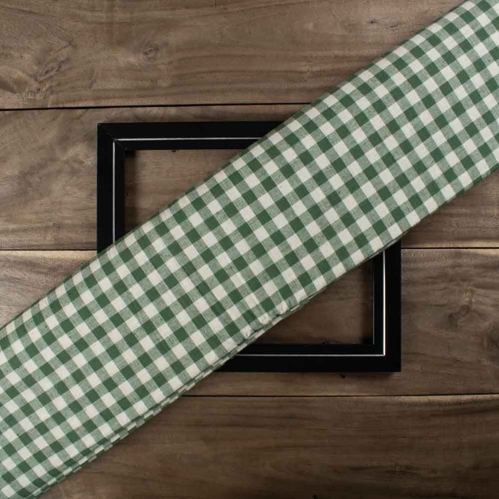 Check Green & Ecru Khadi 135 GSM Handwoven Fabric
