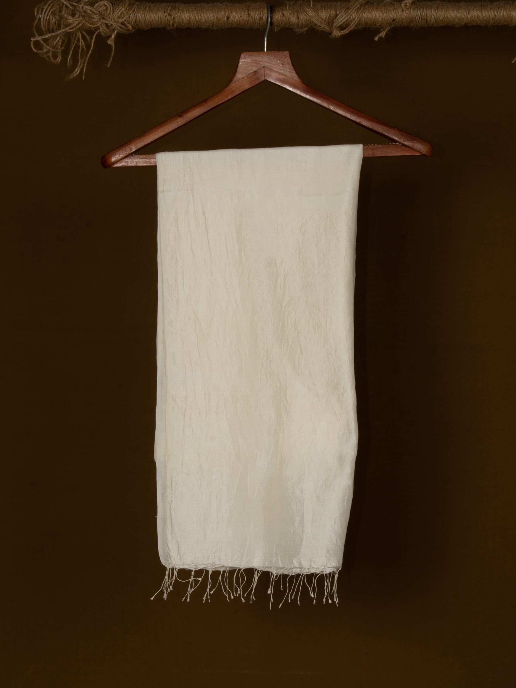 Natural White Mulberry Silk Handwoven Scarf
