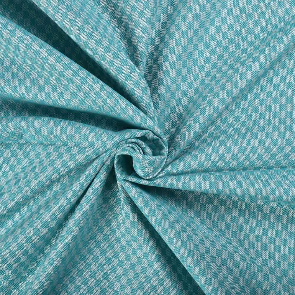 Check White & Green Twill Pure Cotton 100 GSM Handwoven Fabric