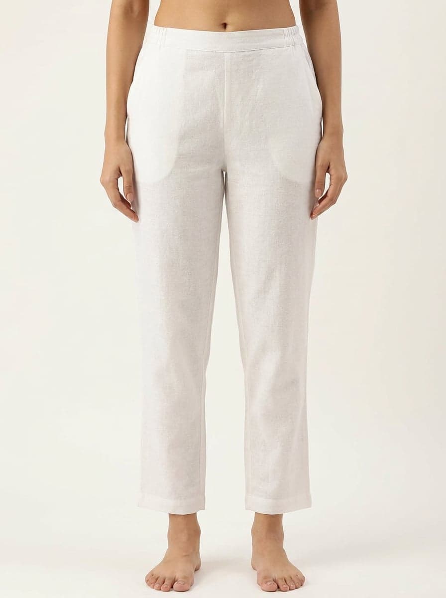 Straight Fit Ankle Pants With Pockets